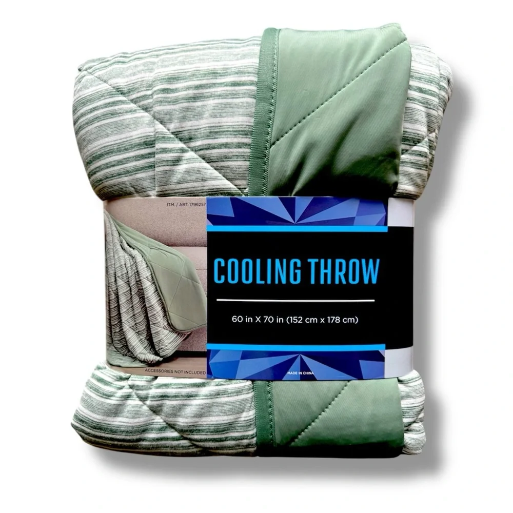 Striped Green Quilted Cooling Throw 60”x70”